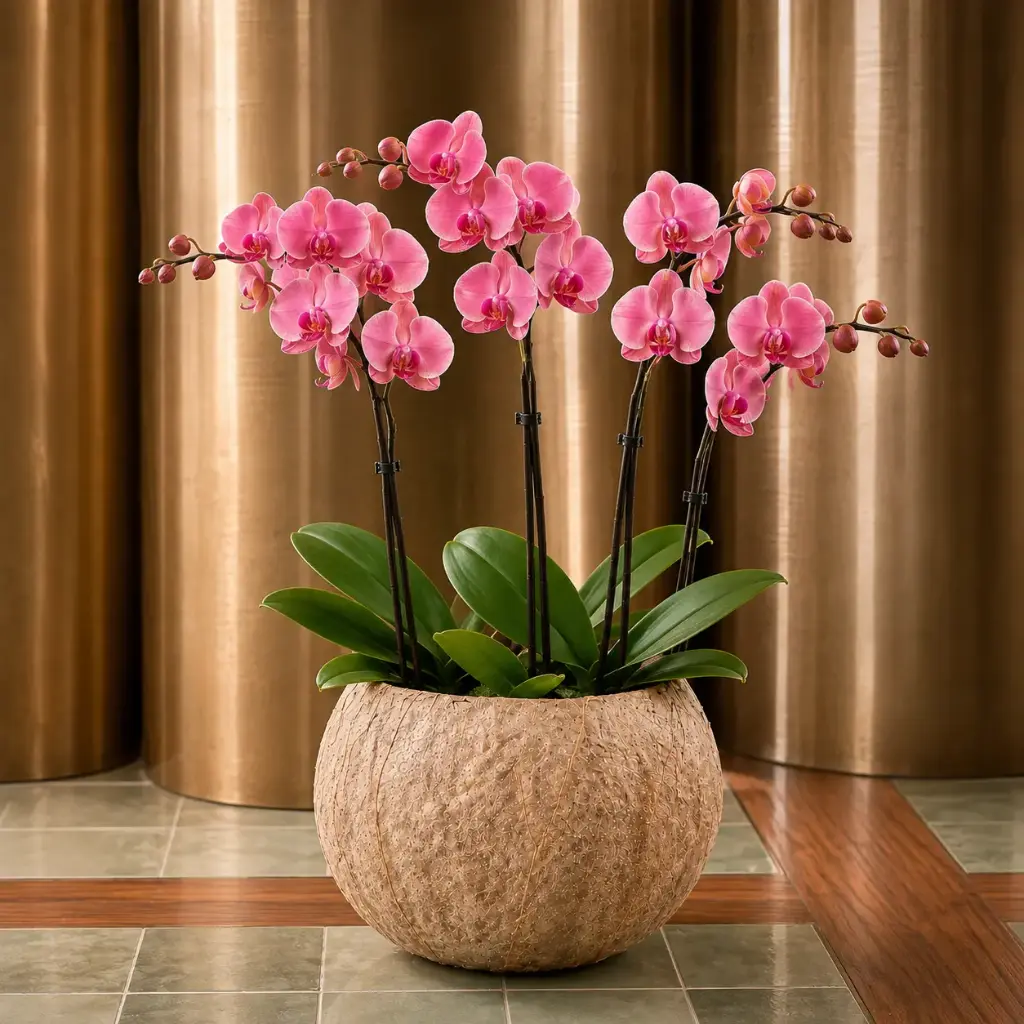 4-Stem Phalaenopsis Orchid Classic Planter