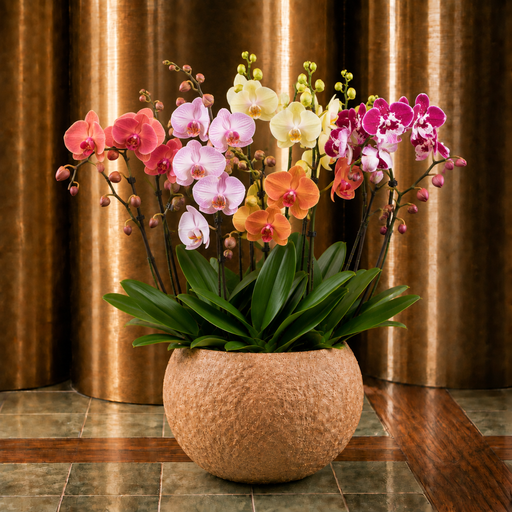4-Stem Phalaenopsis Orchid Classic Planter