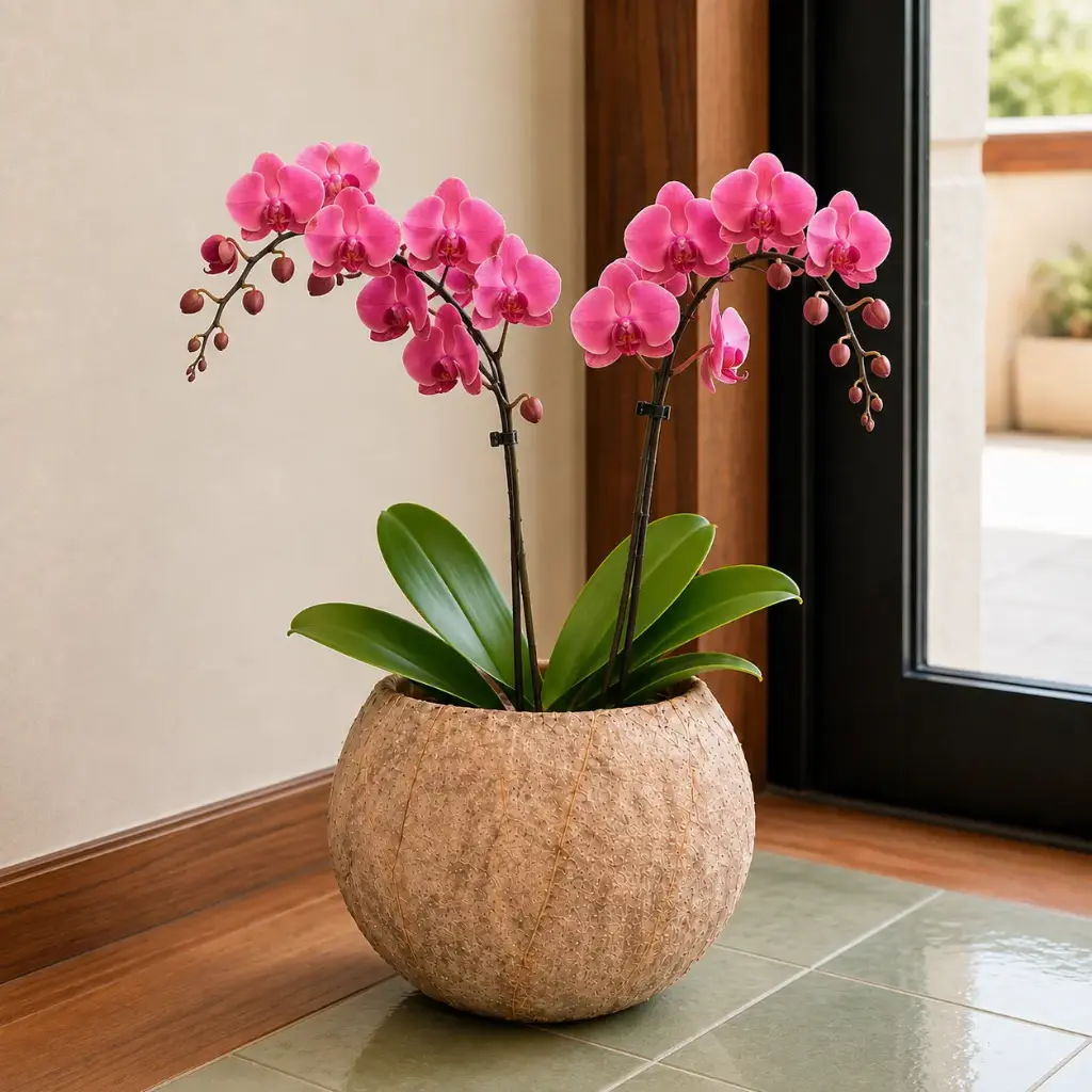 2-Stem Phalaenopsis Orchid Classic Planter